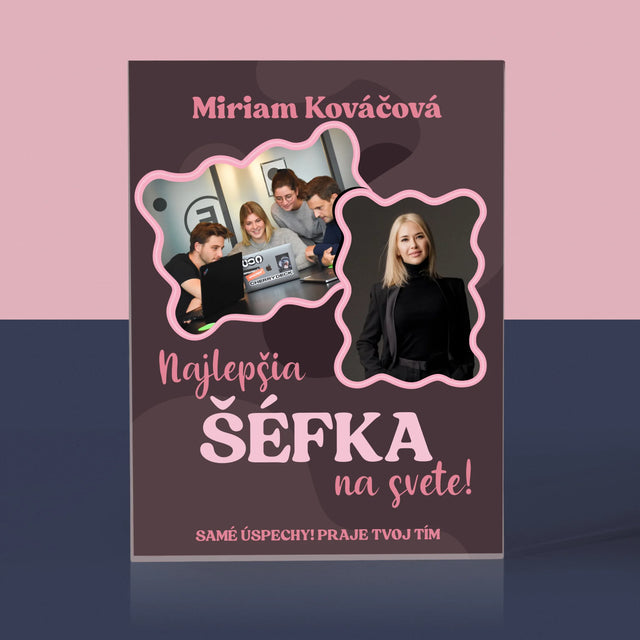 Fotokoláž: Najlepšia Šéfka - Akrylový Blok (Vertikálne)