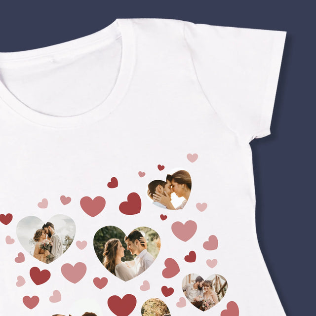 Fotokoláž: Srdce Fotografie - Dámske Tričko