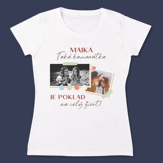 Fotokoláž: Kamarátka Je Poklad - Dámske Tričko