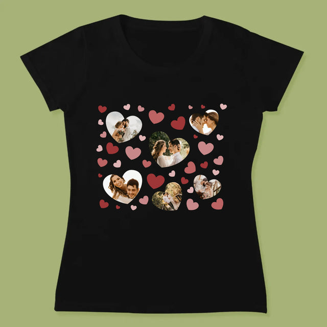 Fotokoláž: Srdce Fotografie - Dámske Tričko
