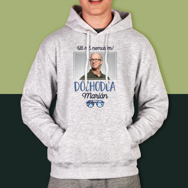 Fotografia A Podpis: Nič Nemusím! Dôchodca - Pánska Mikina S Kapucňou