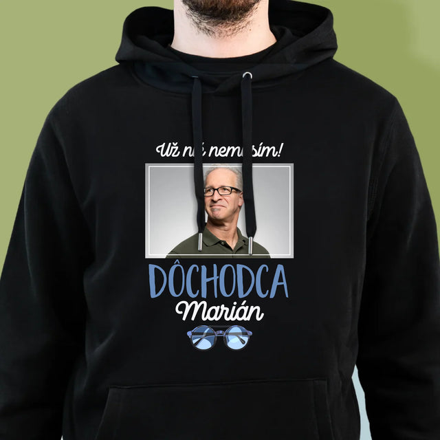 Fotografia A Podpis: Nič Nemusím! Dôchodca - Pánska Mikina S Kapucňou