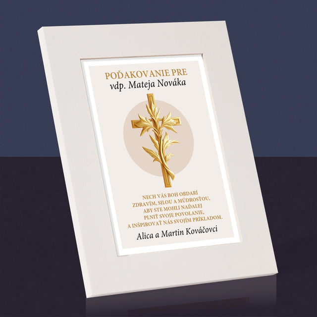 Meno A Podpis: Poďakovanie Božiemu Služobníkovi - Rámček Na Fotografiu (Vertikálne)