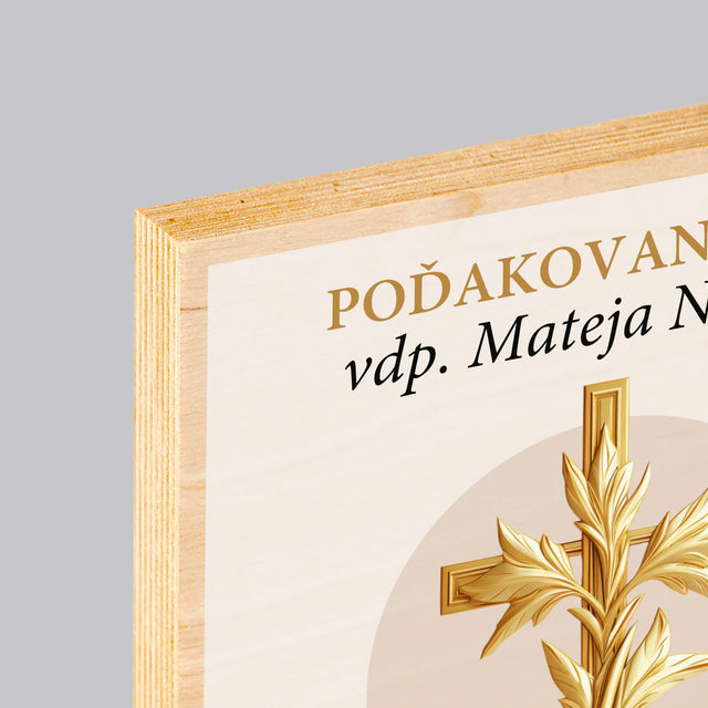 Meno A Podpis: Poďakovanie Božiemu Služobníkovi - Tlač Na Drevo (Vertikálne)