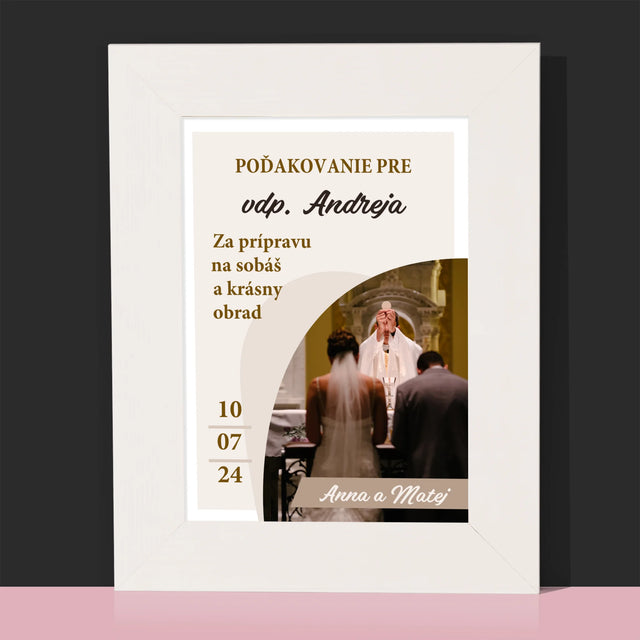 Fotografia A Podpis: Poďakovanie Božiemu Služobníkovi Svadba - Rámček Na Fotografiu (Vertikálne)