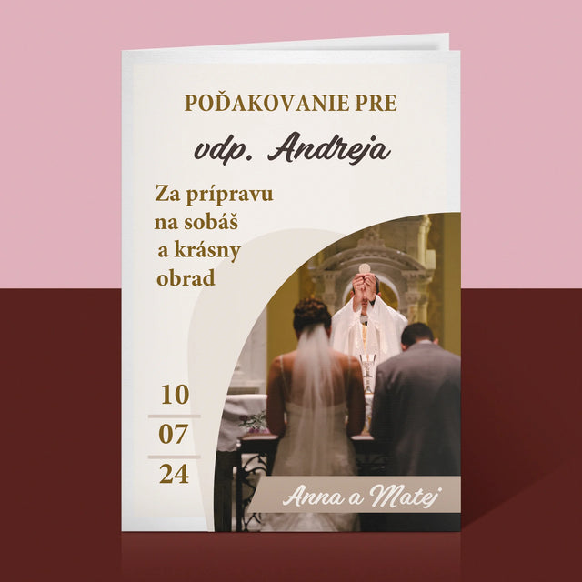 Fotografia A Podpis: Poďakovanie Božiemu Služobníkovi Svadba - Kartička S Prianiami