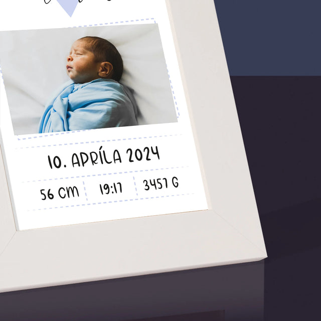 Údaje Narodenia Dieťaťa: Narodenie Dieťaťa Srdiečko Chlapec - Rámček Na Fotografiu (Vertikálne)