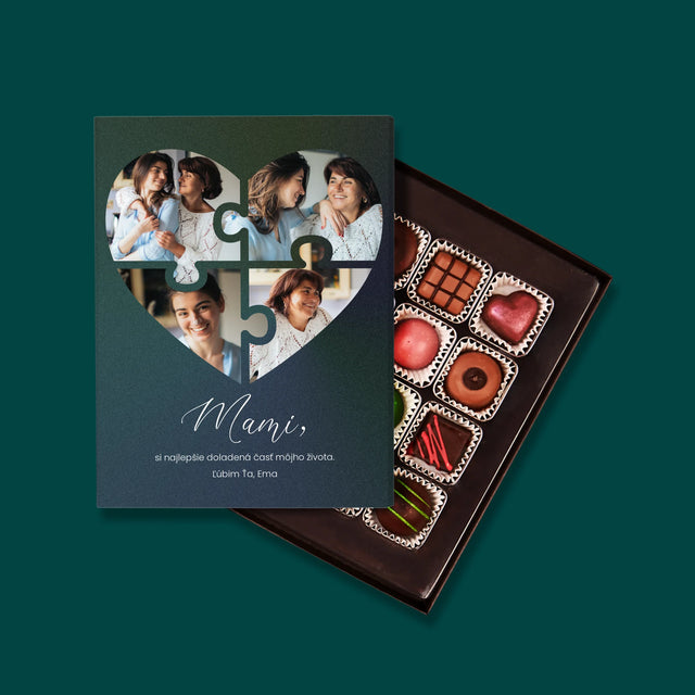 Fotokoláž: Puzzle Srdce Pre Mamu - Pralinky
