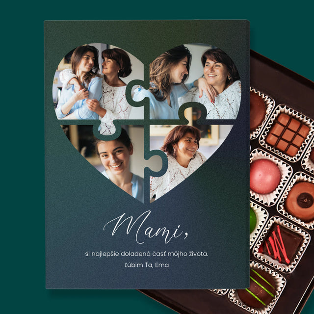 Fotokoláž: Puzzle Srdce Pre Mamu - Pralinky