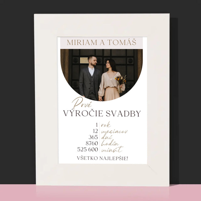 Fotografia A Podpis: Prvé Výročie Svadby - Rámček Na Fotografiu (Vertikálne)