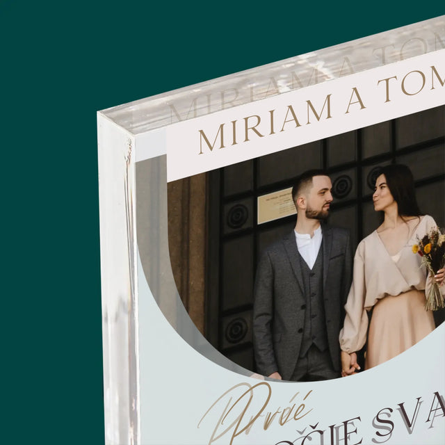 Fotografia A Podpis: Prvé Výročie Svadby - Akrylový Blok (Vertikálne)