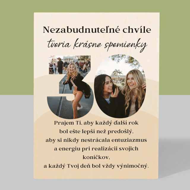 Slovo Z Fotografií: 30 Rokov Z Tvojich Fotiek - Tlač Na Drevo (Vertikálne)