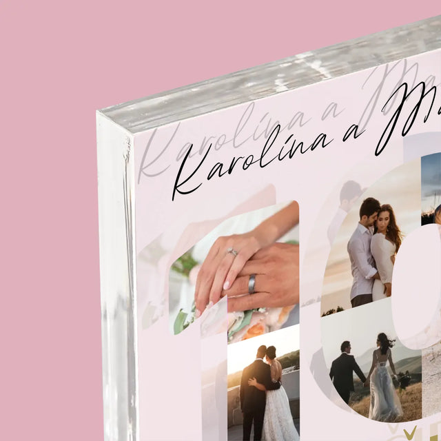 Slovo Z Fotografií: 10. Výročie Svadby - Akrylový Blok (Vertikálne)