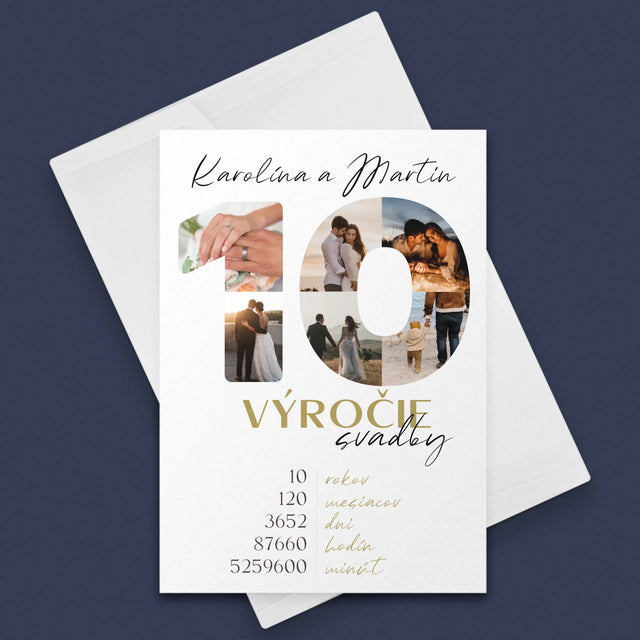 Slovo Z Fotografií: 10. Výročie Svadby - Kartička S Prianiami