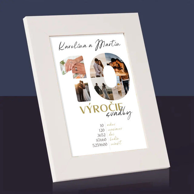 Slovo Z Fotografií: 10. Výročie Svadby - Rámček Na Fotografiu (Vertikálne)