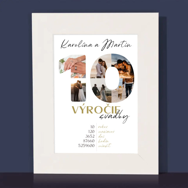 Slovo Z Fotografií: 10. Výročie Svadby - Rámček Na Fotografiu (Vertikálne)