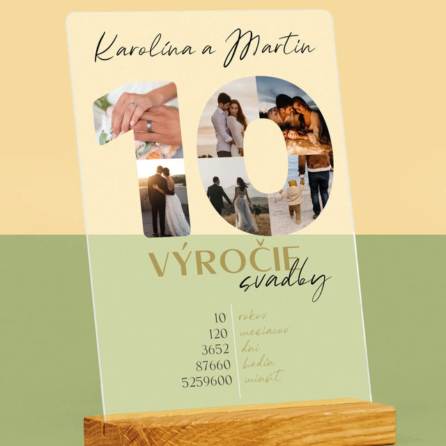 Slovo Z Fotografií: 10. Výročie Svadby - Tlač Na Akrylové Sklo (Vertikálne)