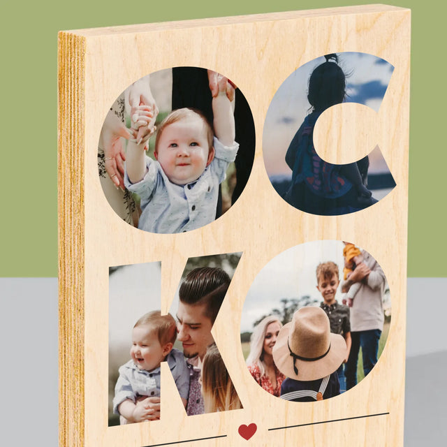 Slovo Z Fotografií: Ocko Z Tvojich Fotografií - Tlač Na Drevo (Vertikálne)