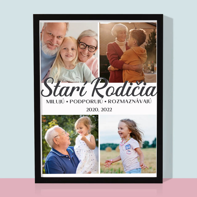 Fotokoláž: Milovaní Starí Rodičia - Zarámováná Tlač 30X40 (Vertikálne)