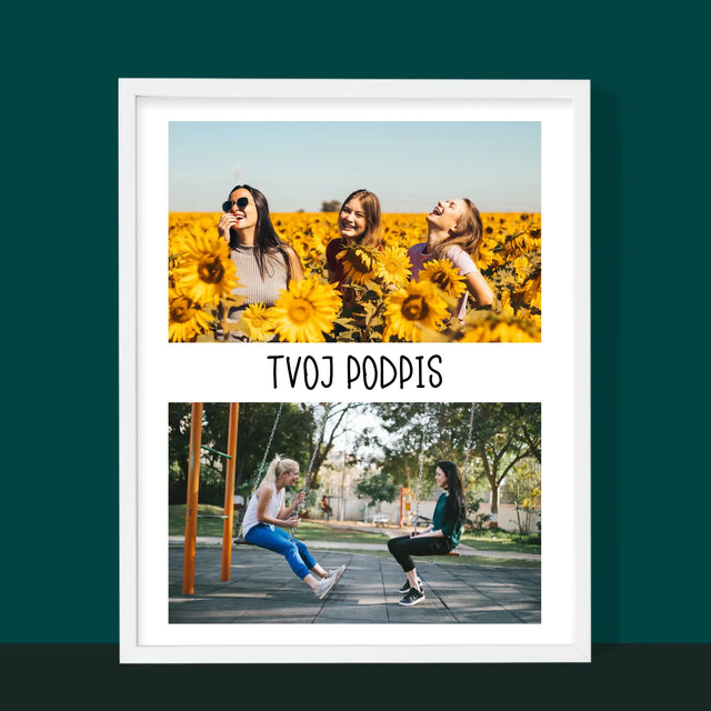 Fotokoláž: 2 Fotografie A Podpis - Zarámováná Tlač 30X40 (Vertikálne)