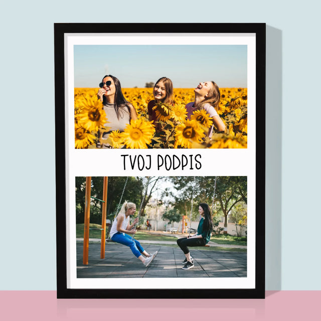 Fotokoláž: 2 Fotografie A Podpis - Zarámováná Tlač 30X40 (Vertikálne)