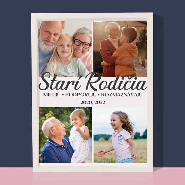Fotokoláž: Milovaní Starí Rodičia - Zarámováná Tlač 30X40 (Vertikálne)