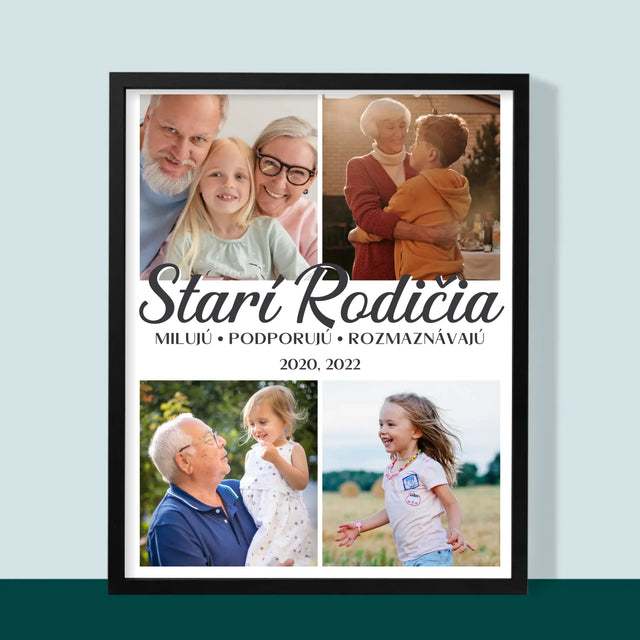 Fotokoláž: Milovaní Starí Rodičia - Zarámováná Tlač 30X40 (Vertikálne)