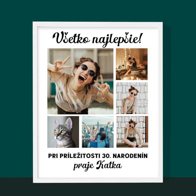 Fotokoláž: Narodeninová Koláž Z Fotografií - Zarámováná Tlač 30X40 (Vertikálne)