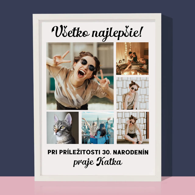 Fotokoláž: Narodeninová Koláž Z Fotografií - Zarámováná Tlač 30X40 (Vertikálne)