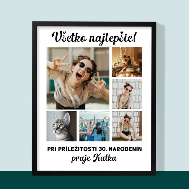 Fotokoláž: Narodeninová Koláž Z Fotografií - Zarámováná Tlač 30X40 (Vertikálne)