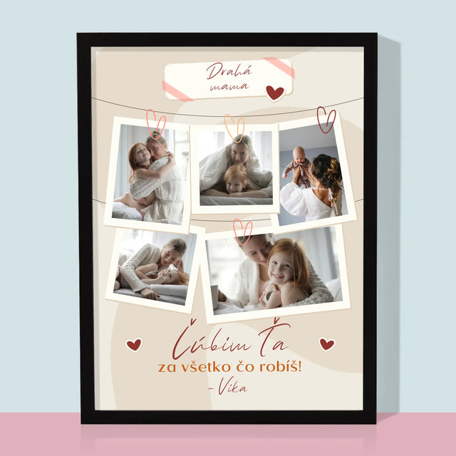 Fotokoláž: Ľúbim Ťa Mama Fotografie - Zarámováná Tlač 30X40 (Vertikálne)