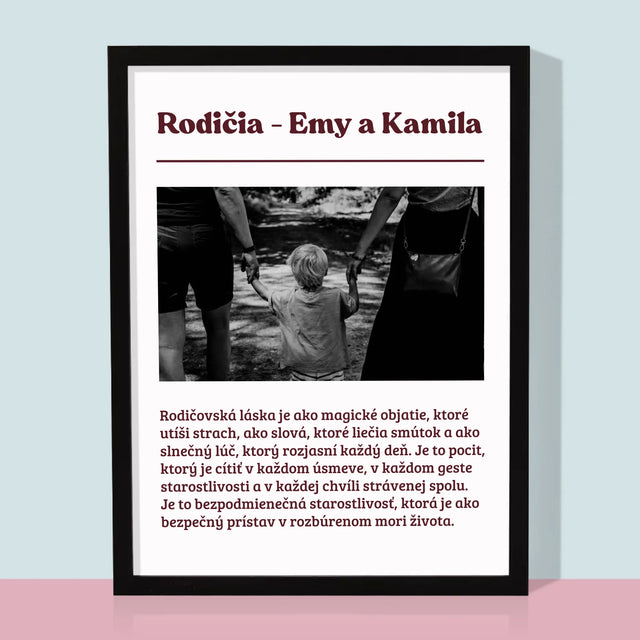 Fotografia A Podpis: Rodičia Definícia Ich Lásky - Zarámováná Tlač 30X40 (Vertikálne)