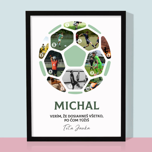 Fotokoláž: Futbal Koláž Z Fotografií - Zarámováná Tlač 30X40 (Vertikálne)
