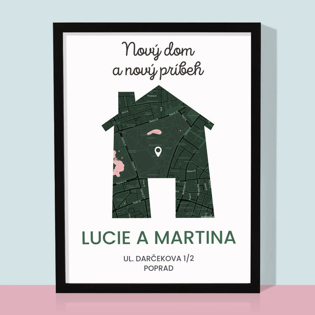 Mapa Mesta: Mapa Mesta: Nový Dom - Zarámováná Tlač 30X40 (Vertikálne)