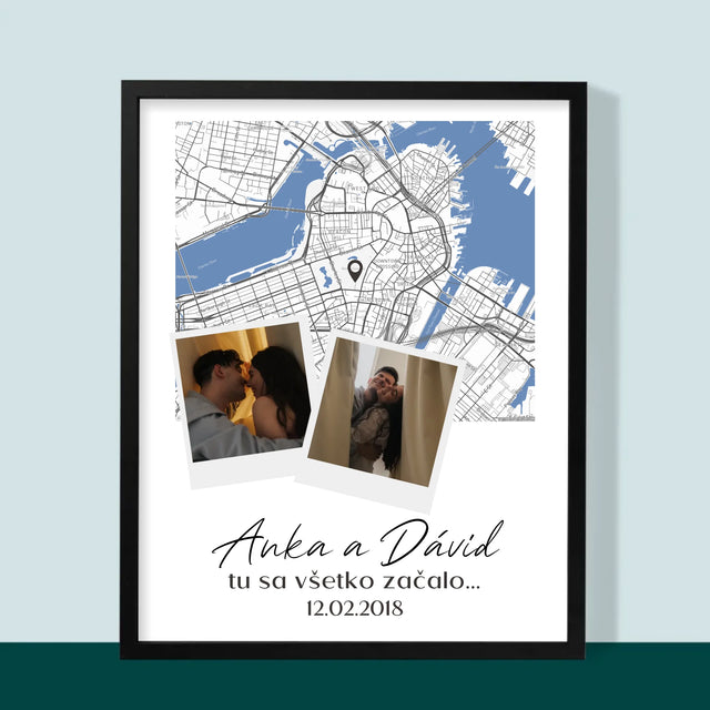 Mapa Mesta: Mapa Mesta: Kde Sa To Začalo - Zarámováná Tlač 30X40 (Vertikálne)