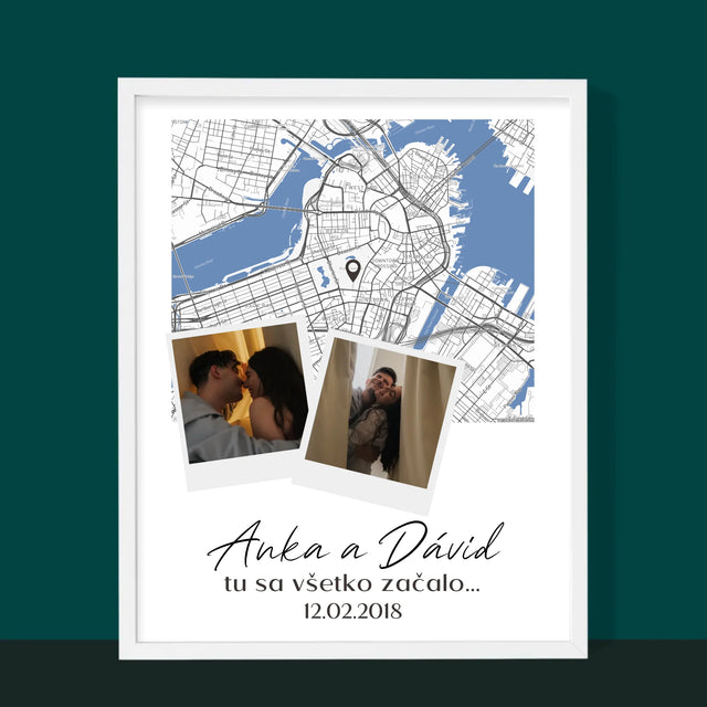 Mapa Mesta: Mapa Mesta: Kde Sa To Začalo - Zarámováná Tlač 30X40 (Vertikálne)