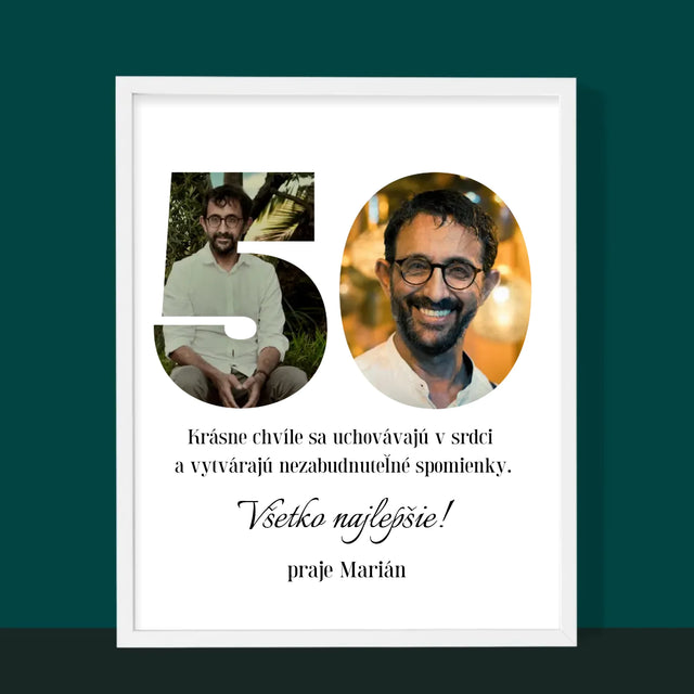 Slovo Z Fotografií: 50. Narodeniny - Zarámováná Tlač 30X40 (Vertikálne)