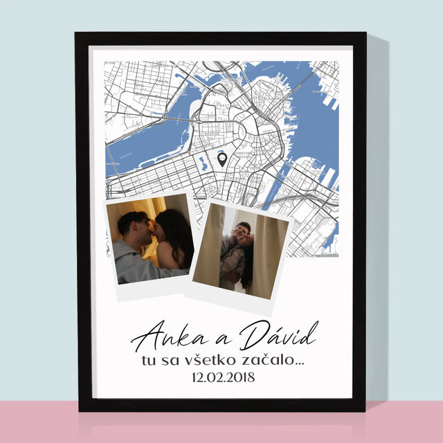 Mapa Mesta: Mapa Mesta: Kde Sa To Začalo - Zarámováná Tlač 30X40 (Vertikálne)