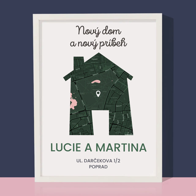 Mapa Mesta: Mapa Mesta: Nový Dom - Zarámováná Tlač 30X40 (Vertikálne)