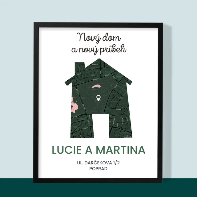 Mapa Mesta: Mapa Mesta: Nový Dom - Zarámováná Tlač 30X40 (Vertikálne)