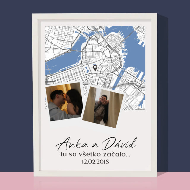 Mapa Mesta: Mapa Mesta: Kde Sa To Začalo - Zarámováná Tlač 30X40 (Vertikálne)