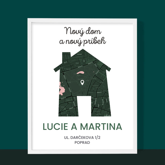 Mapa Mesta: Mapa Mesta: Nový Dom - Zarámováná Tlač 30X40 (Vertikálne)