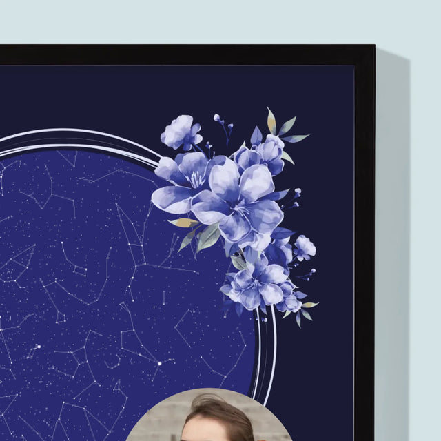 Mapa Hviezd: Mapa Hviezd: Hviezdy Svietia K Narodeninám - Zarámováná Tlač 30X40 (Vertikálne)