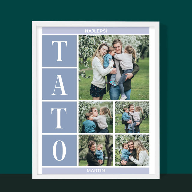 Fotokoláž: Najlepší Tato Koláž - Zarámováná Tlač 30X40 (Vertikálne)