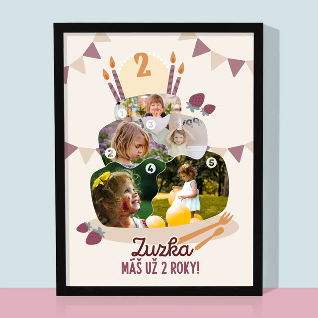 Tvar Z Fotografií: Narodeninová Torta - Zarámováná Tlač 30X40 (Vertikálne)