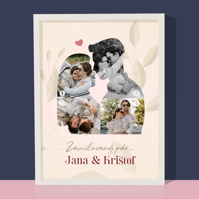 Tvar Z Fotografií: Zamilovaný Pár - Zarámováná Tlač 30X40 (Vertikálne)