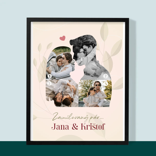 Tvar Z Fotografií: Zamilovaný Pár - Zarámováná Tlač 30X40 (Vertikálne)