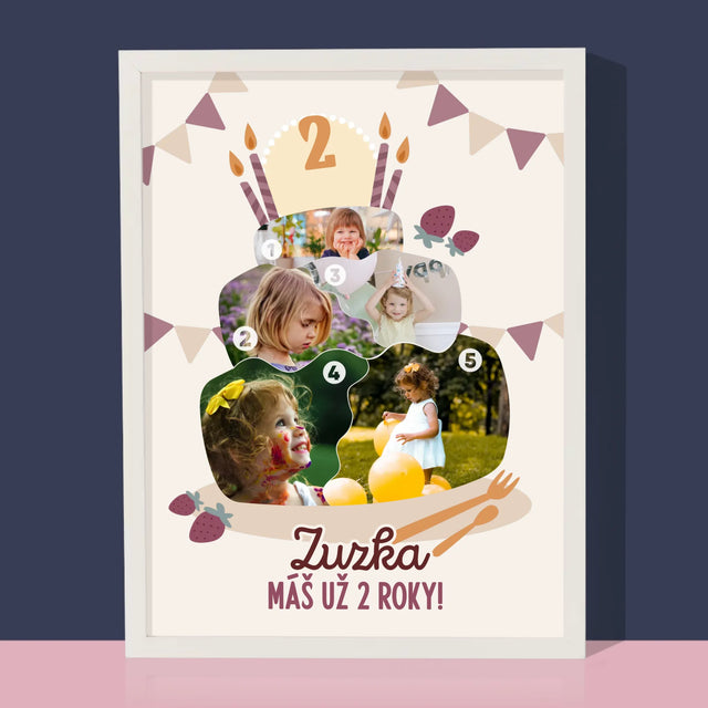 Tvar Z Fotografií: Narodeninová Torta - Zarámováná Tlač 30X40 (Vertikálne)
