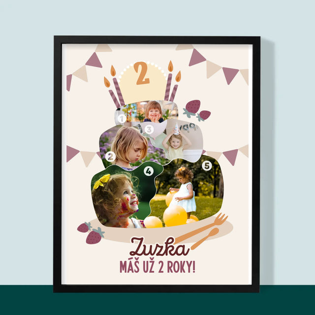 Tvar Z Fotografií: Narodeninová Torta - Zarámováná Tlač 30X40 (Vertikálne)