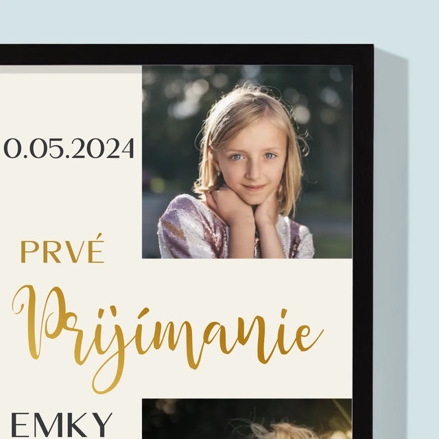 Fotokoláž:  Prvé Sväté Prijímanie Kríž - Zarámováná Tlač 30X40 (Vertikálne)